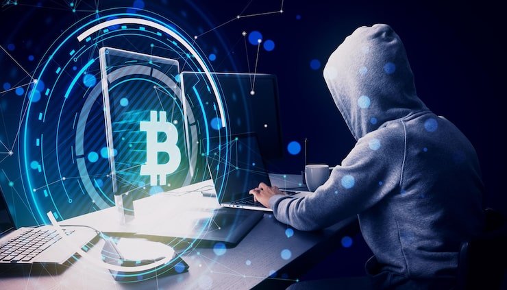 Blockchain investigator performing cryptocurrency wallet intelligence analysis and blockchain risk audit to identify suspicious wallet activity.